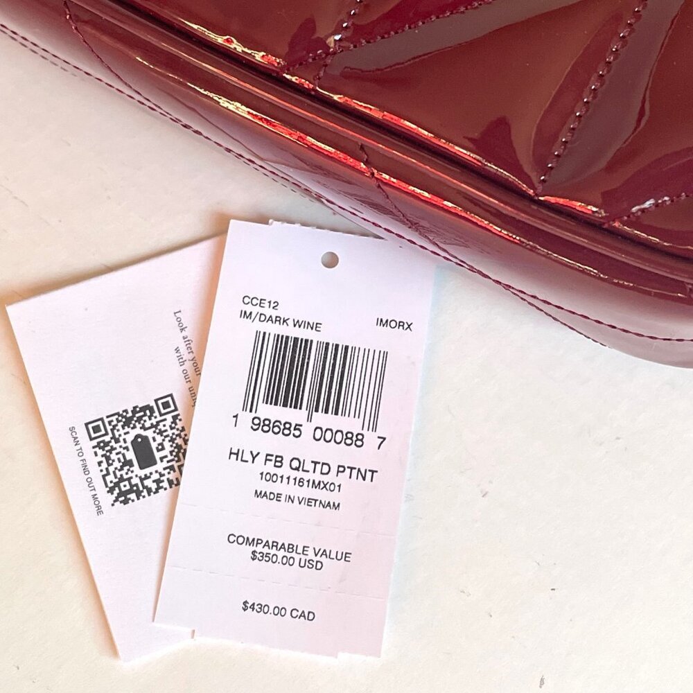 Coach Hailey Quilted Patent Leather Flap Crossbody Red Wine Small Bag - Picture 15 of 15